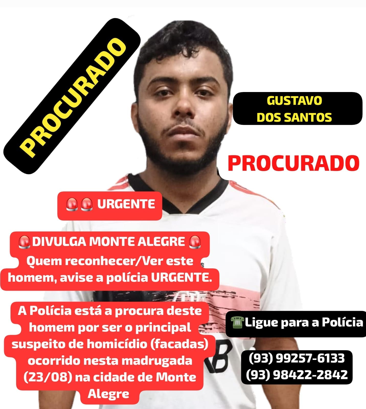 PROCURADO O SUSPEITO DE COMETER HOMICÍDIO E MONTE ALEGRE PÁ!